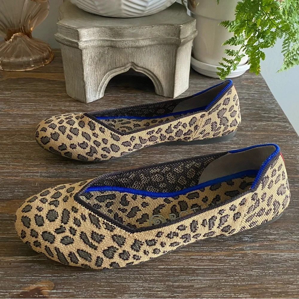 Rothy’s‎ The Flat Round Toe Ballet Flats Leopard Cheetah Print Shoes Womens 7